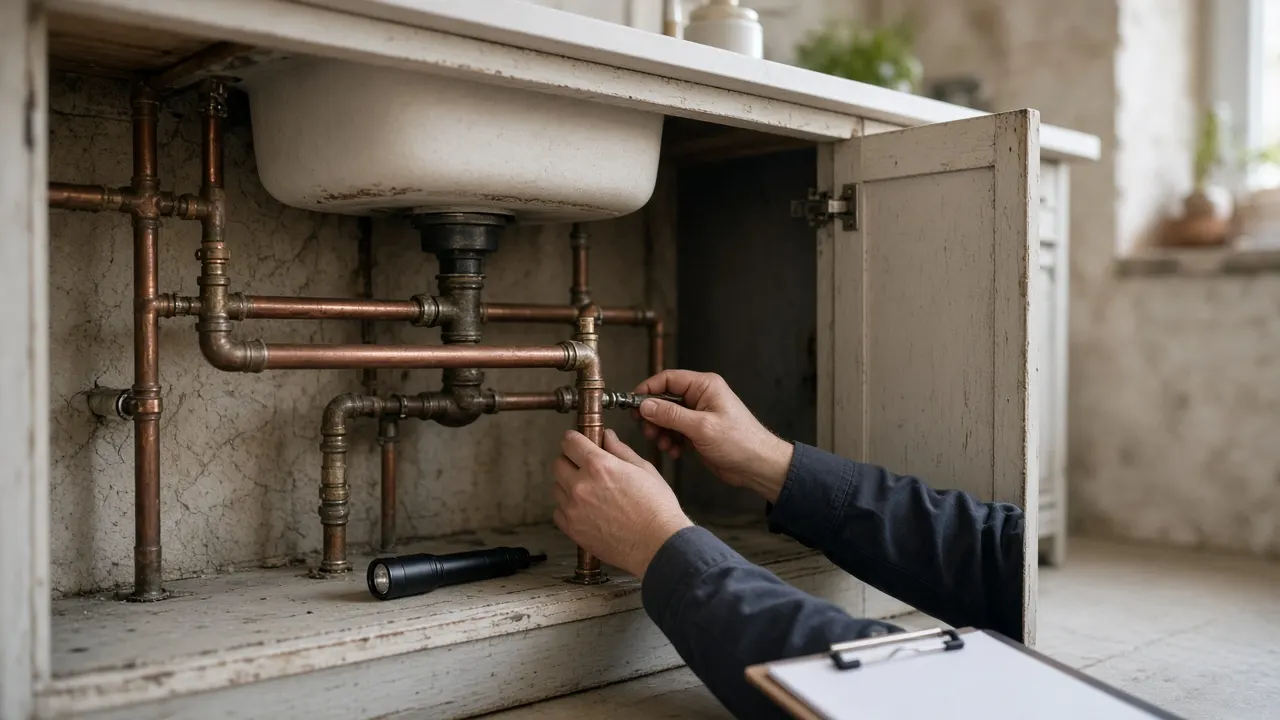 Vérification de plomberie ancienne avant achat immobilier à Paris